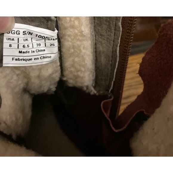 UGG Women's Kesey Chestnut Brown Leather Waterproof Boots 1005264 Women’s 8 - Picture 7 of 9